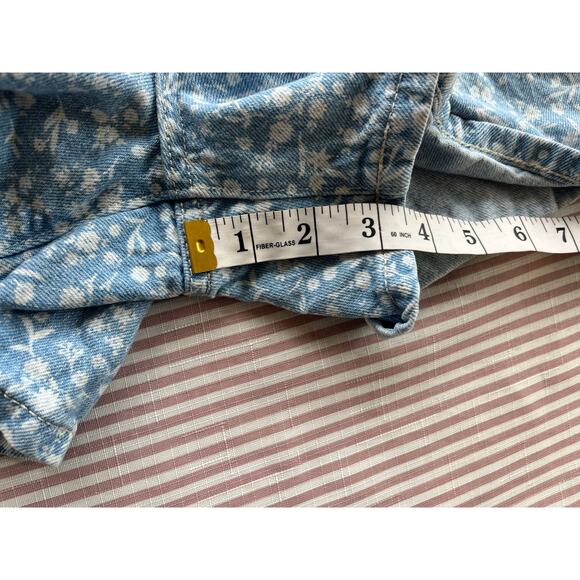 Old Navy Girl's Floral Denim Shorts Blue Size XL Summer Elastic Waist Button Zip - Picture 7 of 7